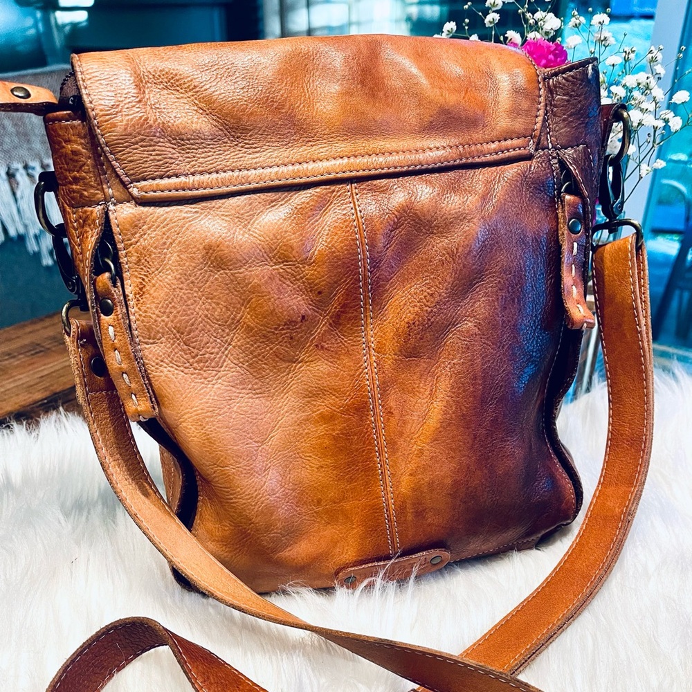 Bed Stu Distressed Tan/Brown Leather Crossbody - Picture 4 of 16